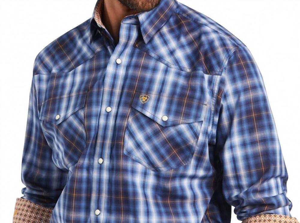 NEW ARIAT relentless inexorable stretch classic snaps shirt in blue frond - Picture 4 of 4
